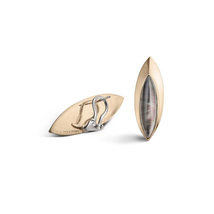 Bronze earrings with grey mother-of-pearl 'Navetta' AURUM | OR SCUDOBRO MOP GRI
